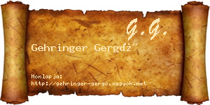 Gehringer Gergő névjegykártya